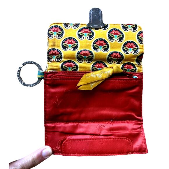 Vera Bradley Boho Wallet Provencal Quick Swipe ID Yellow Floral Key Ring Quilted - Picture 8 of 8